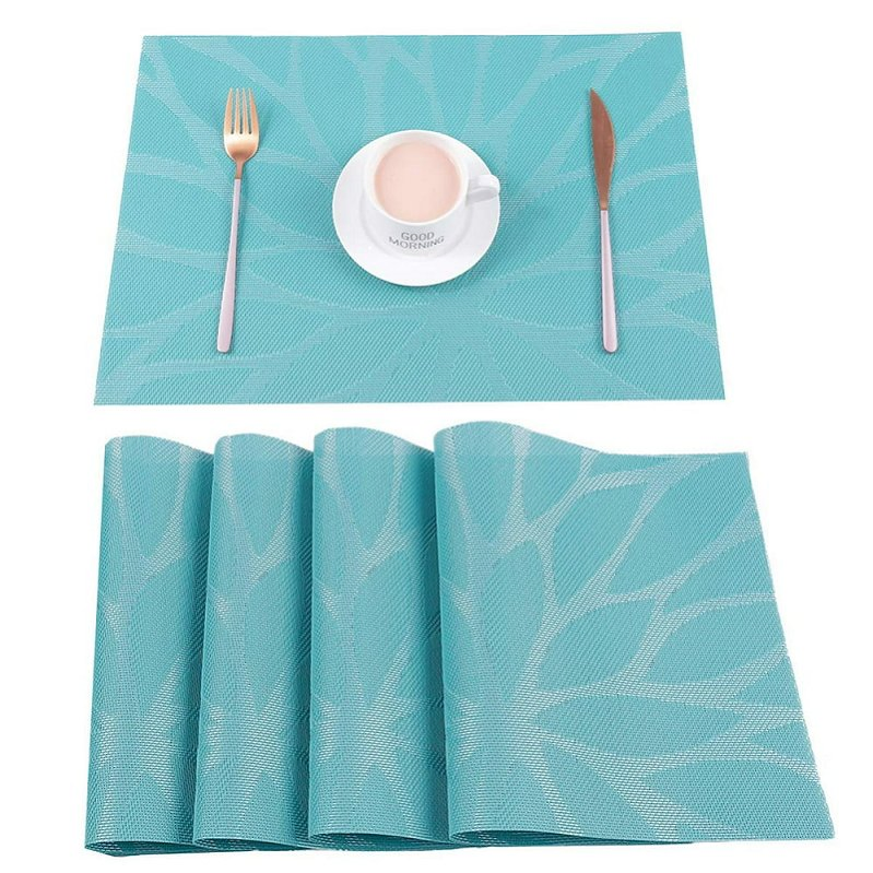 Rectangle Washable Non Slip Polyester Woven Vinyl Place Mats Table