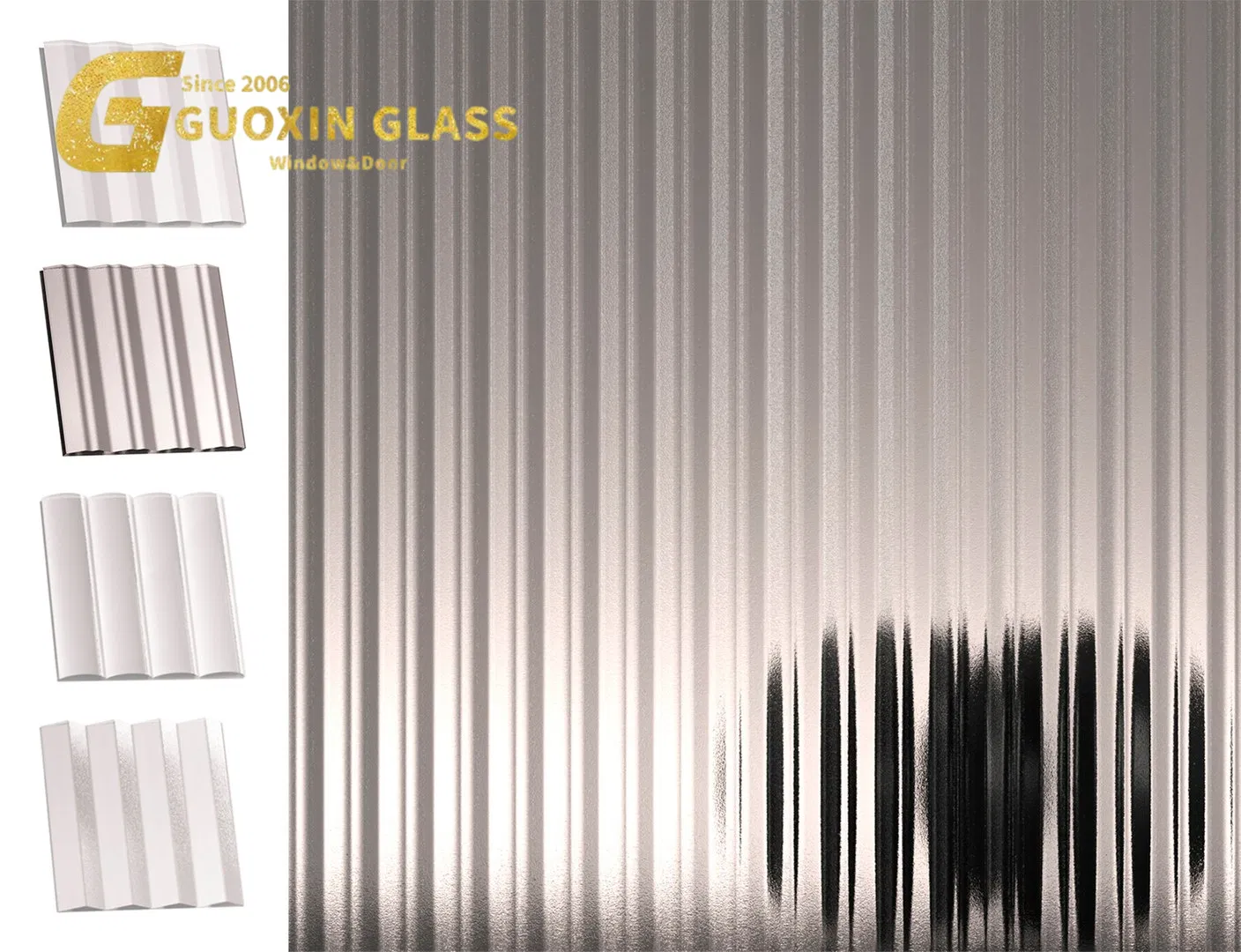 Customized Building Pattern Wave Fluted Design Shower Screen Glass with High Quality