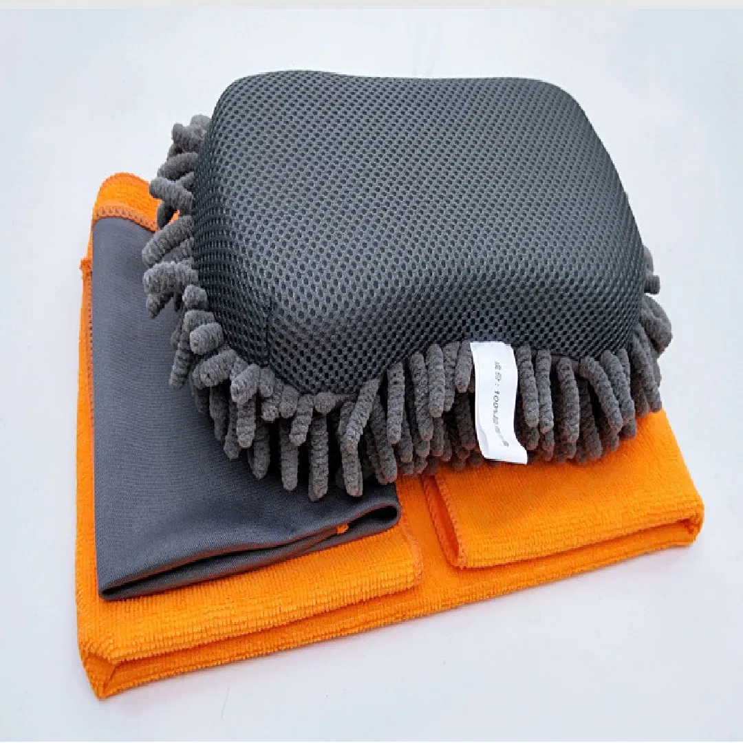 Microfiber Wash Car Cleaning Products Towel Sponge Wash Mitt Brush Kit