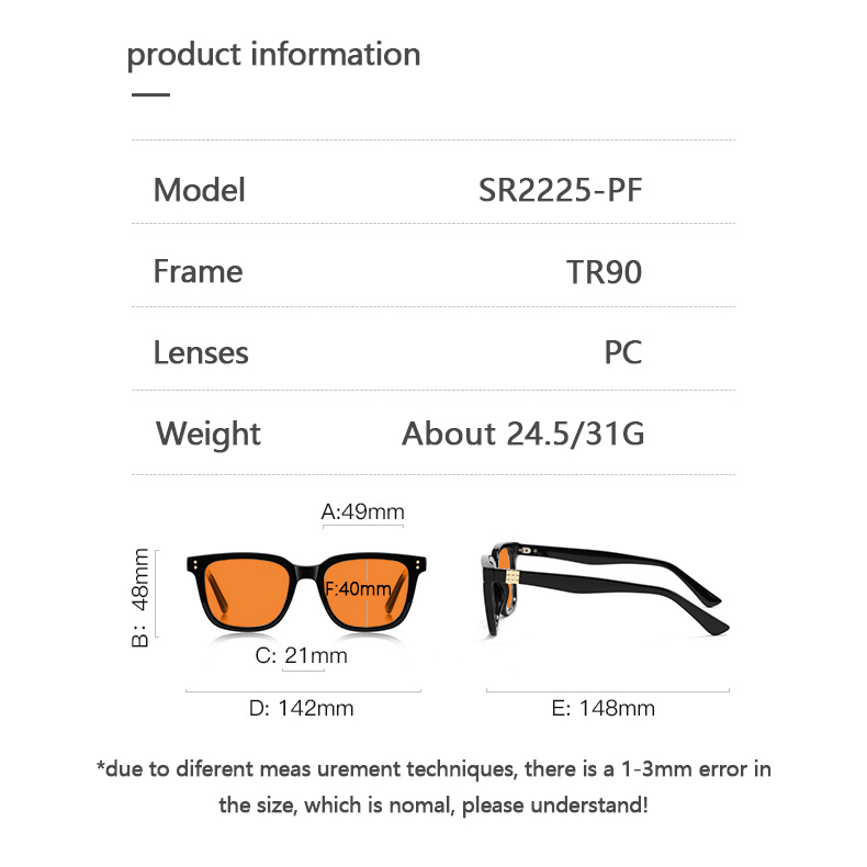 Wholesale New Retro Trending Fashion Design Yellow Orange Red Lens Unisex Tr90 Frame 97%-100% Anti-Blue Light Blocker Eyewear Unisex Classic Square Glasses
