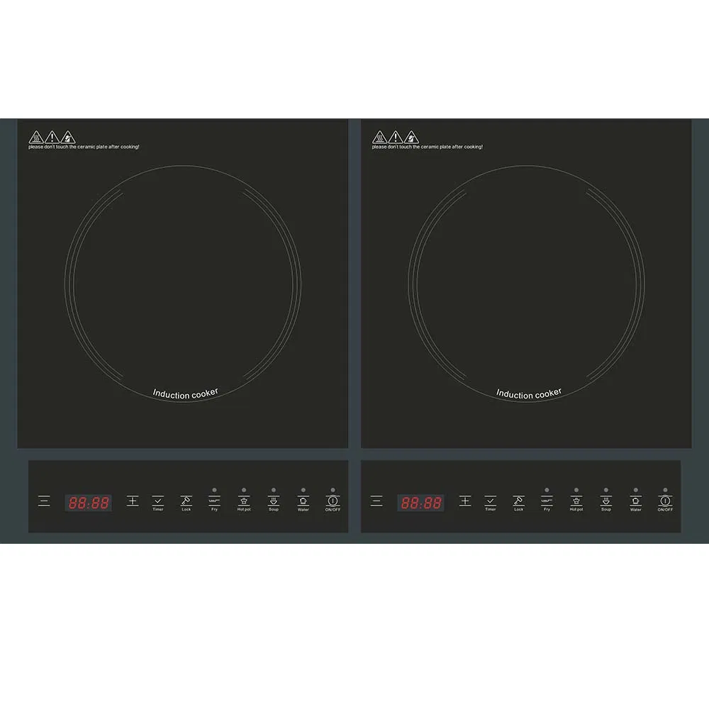 Home Kitchen Cooktop Induction Cooker Stove Push Button Control Induction Hob Double Burner