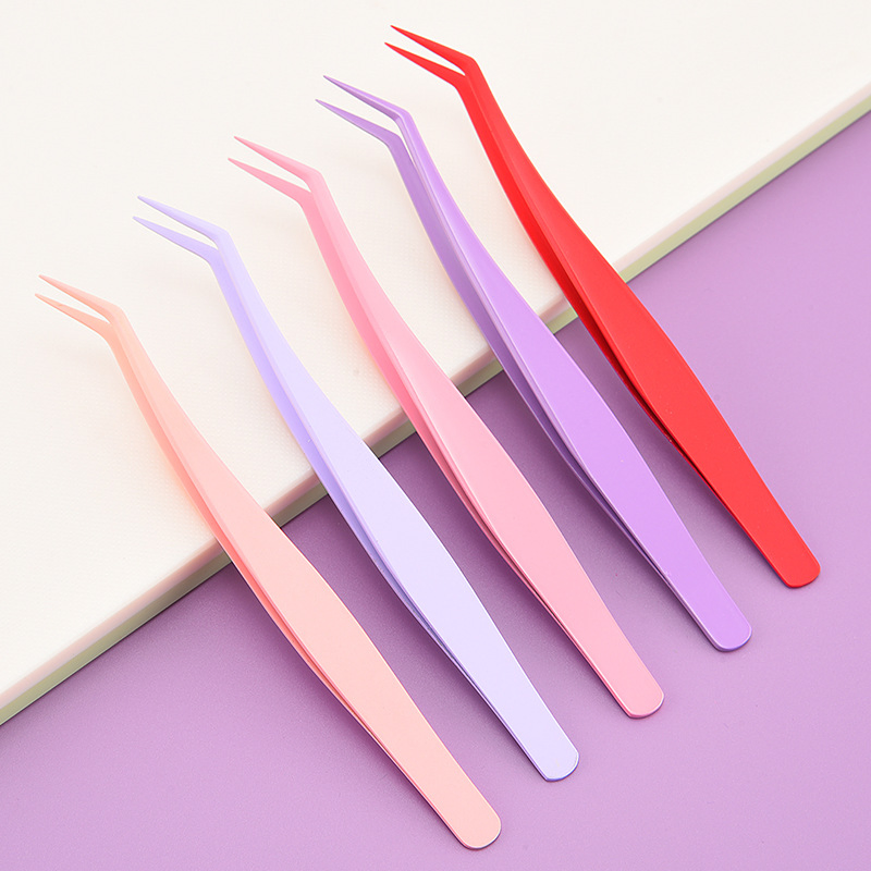 Salon Fine Tip Precision Stainless Steel Isolation Eyelash Extension Lash Tweezer Set