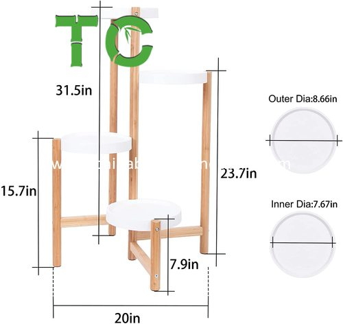 4 Tier Bamboo Plant Stand Rack Flower Pot Holder Display Shelf
