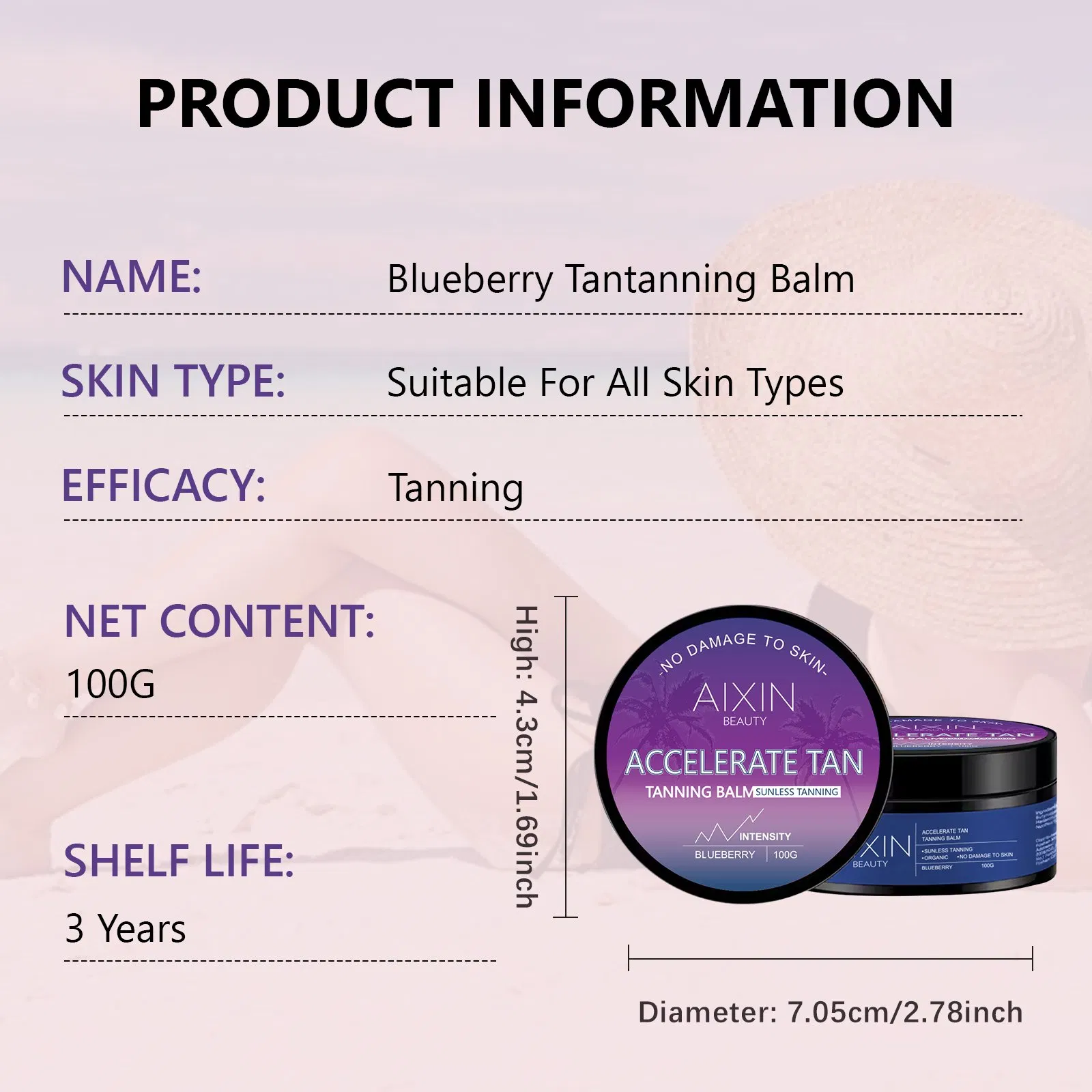 Beauty Skin Care Product Accelerate Tan Dark Blueberry Solarium Tanning