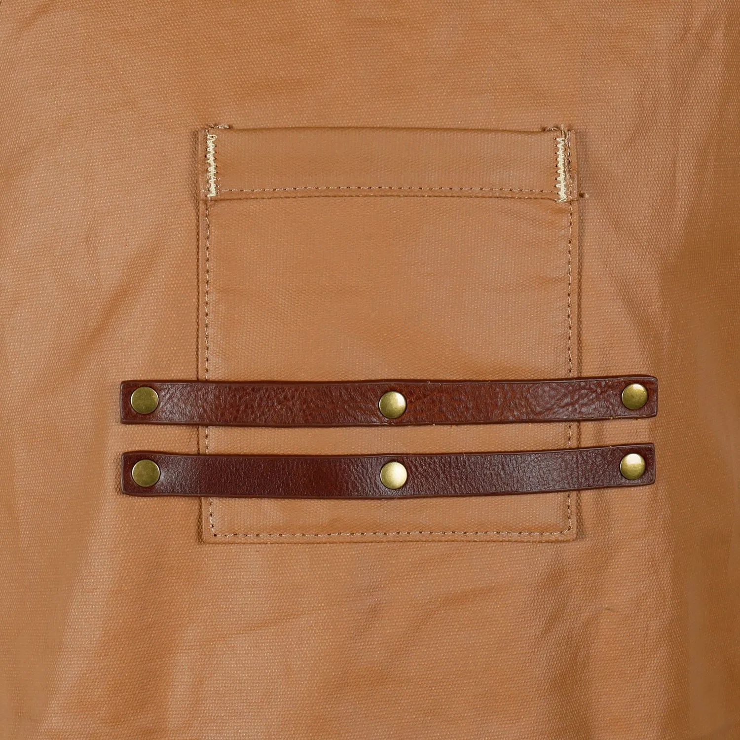 Luxury Design Cowhide Leather Canvas Coating Garden Apron with Webbing Strap (RS-211805)