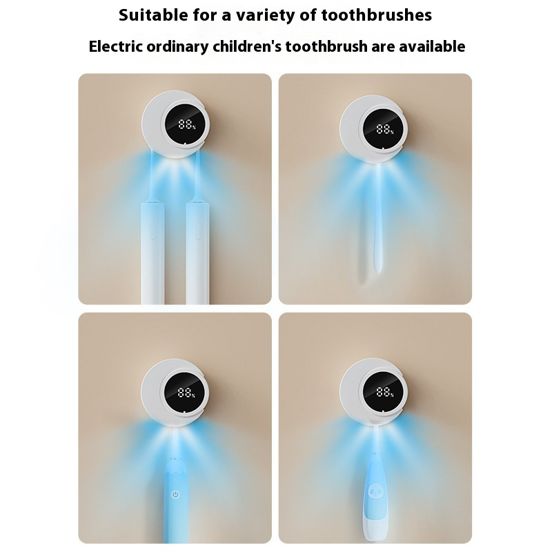 Wireless Smart Sensor UV Toothbrush Sterilizer Punch-Free Wall-Mounted Sterilization and Drying Toothbrush Holder