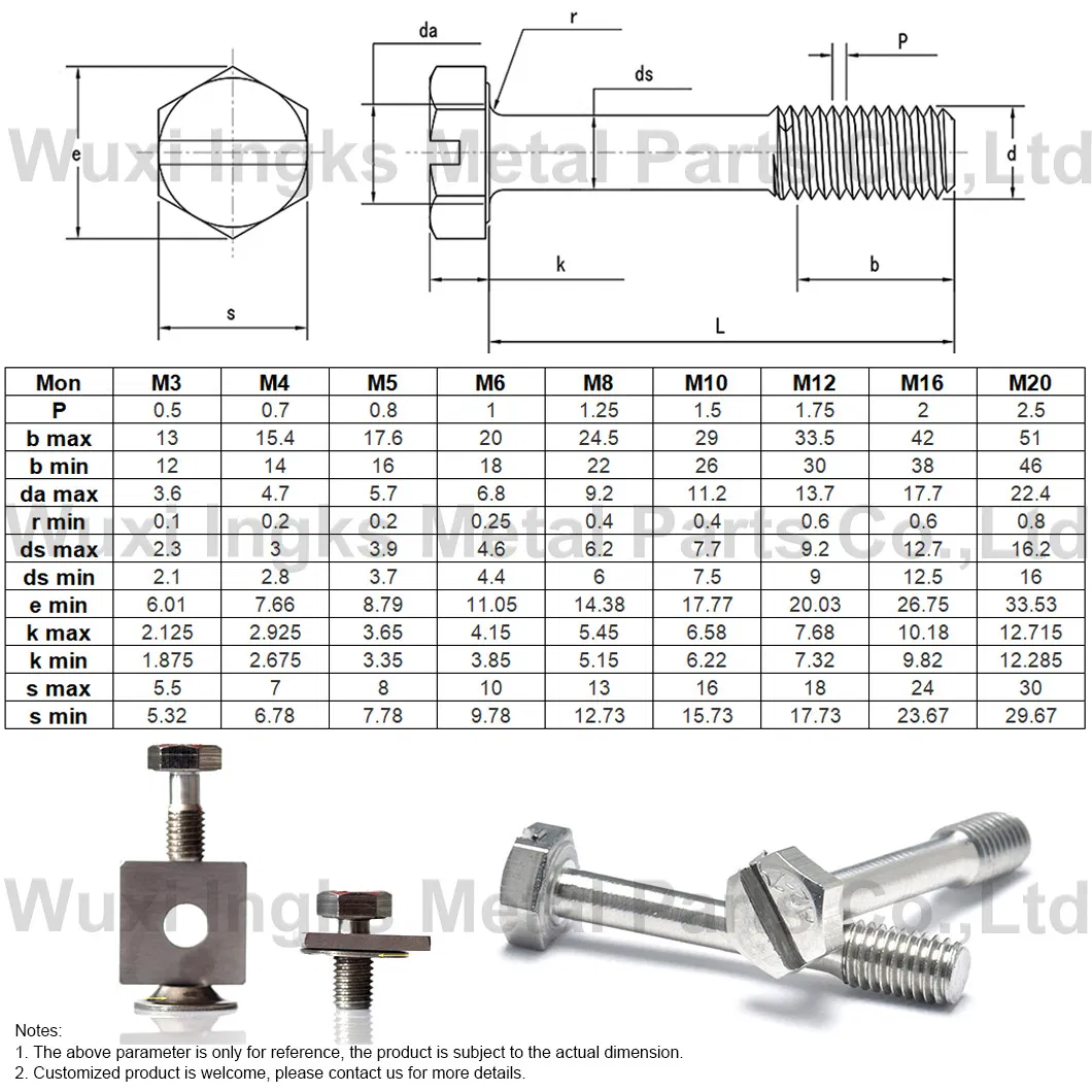 High Quality Hot Sale Hex Head Screw Stainless Steel 304 Slotted Captive Screw