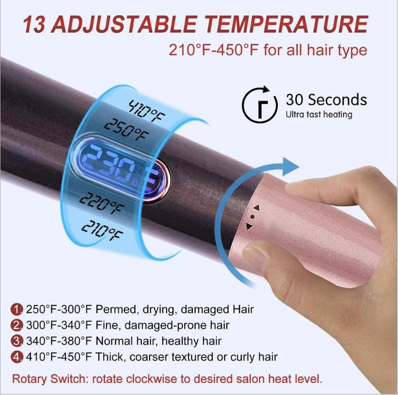 New Arrival Professional 2-in-1 Ceramic Electric Hair Curler and Straightener Portable Rotating Magic Twist Flat Iron with Instant Heating & Digital LCD