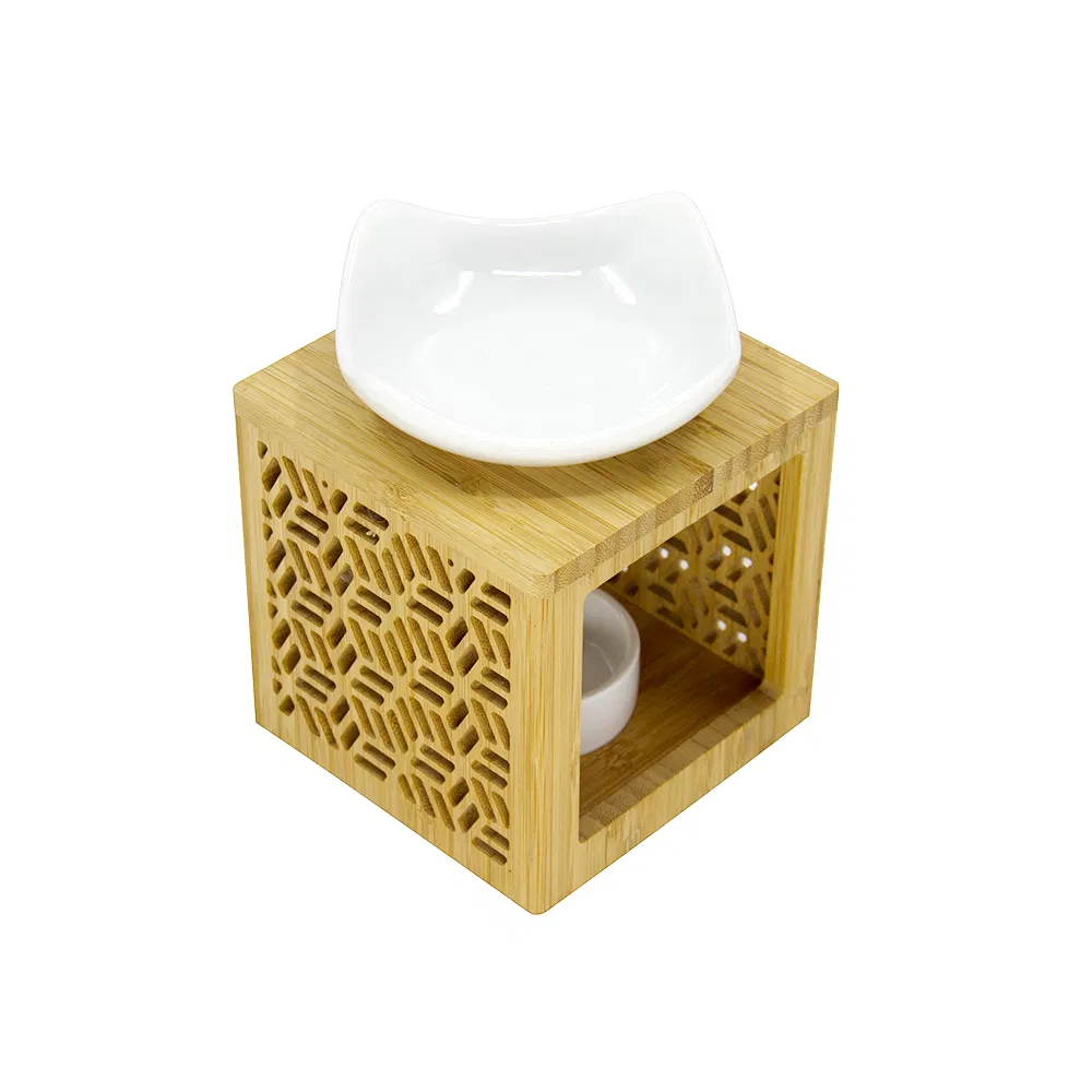 Lamp Candle Holder Made of Bamboo Homex BSCI with Two Ceramic Bowls