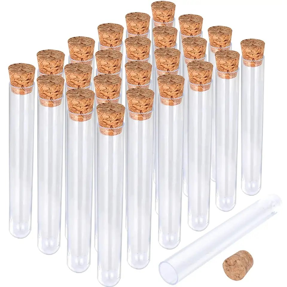 Flat Glass Test Tube with Cork Caps
