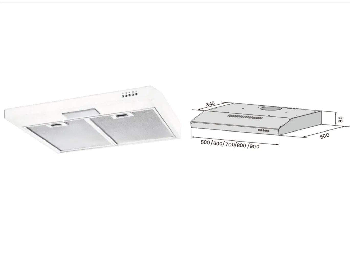 Slim Cooker Hood 60cm BS Plug Push Button Range Hood