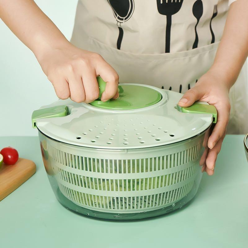 Best Kitchen Salad Maker Set Tool Green Large Salad Spinner with Lid and Bowl