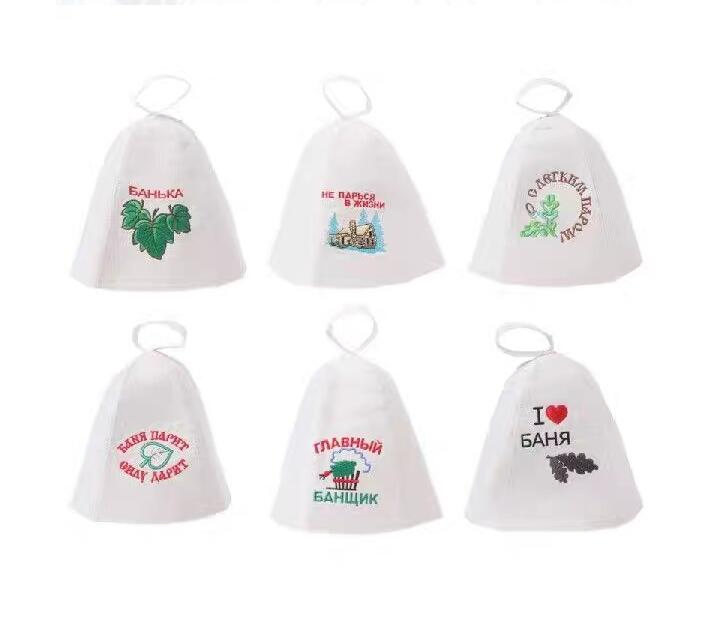 Navy White Sauna Goods Men's Women's Washable Wool Sauna Sauna Hat