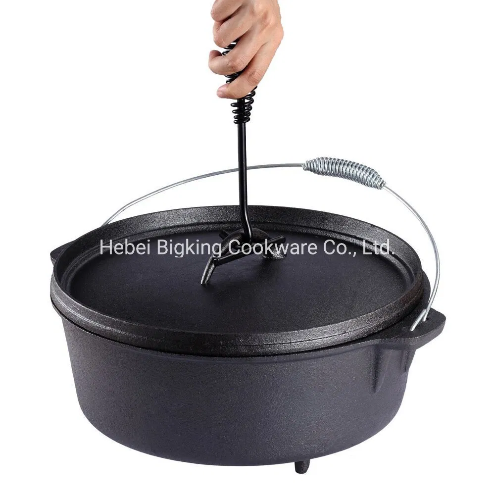 Three Legged Cast Iron Dutch Oven Camping Pot with Tripod