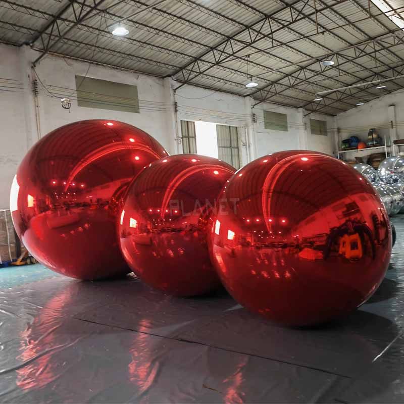 Giant Durable Hanging Resuable Reflective PVC Big Red Shiny Ball for Decoration