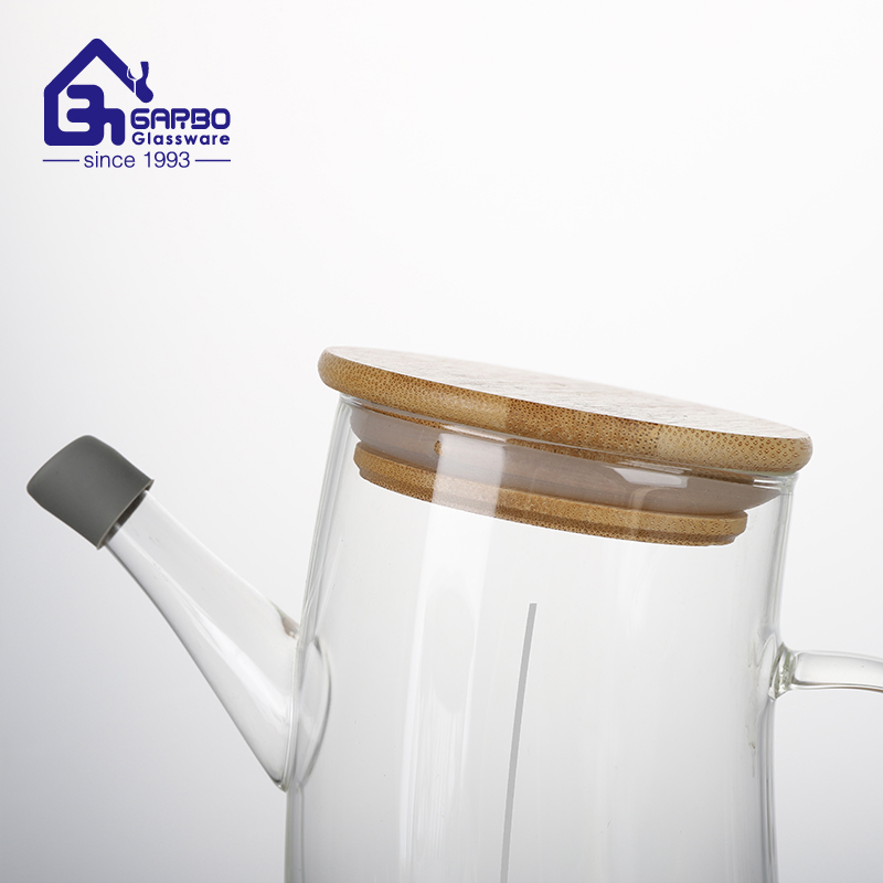 1L High Borosilicate Glass Kitchenware Oil Bottle with Bamboo Lid