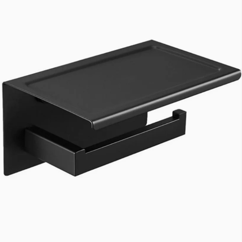 Fashionable Toilet Roll Holder Bathroom Paper and Phone Holder Matte Black