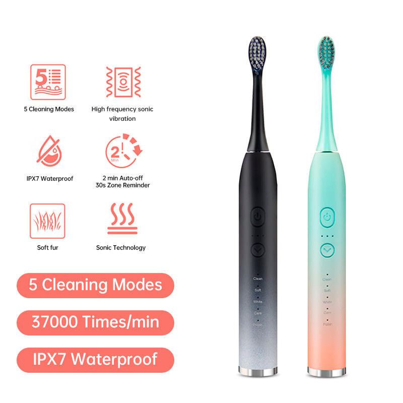 Soft Bristles USB Charging 5 Modes Waterproof Microwave Electric Toothbrush for Couple Adult