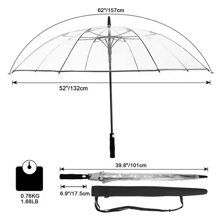30 Inch Clear PVC Poe Golf Umbrella for Sale