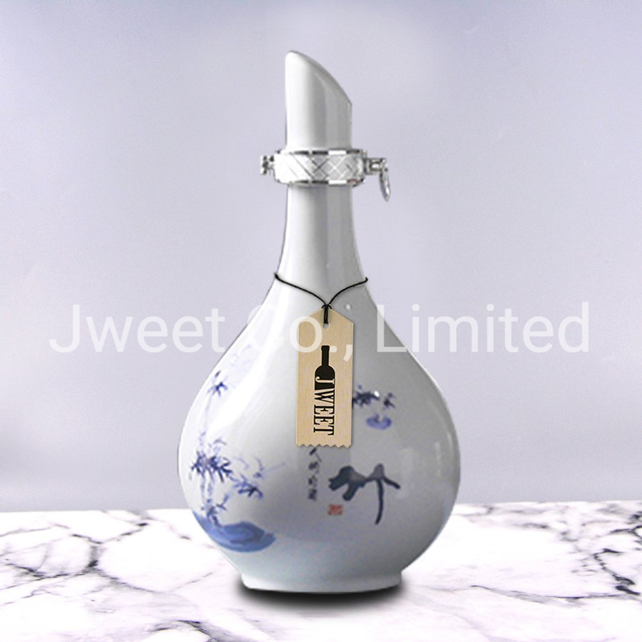Custom with Cork Spirit Wine Olive Oil Ceramic Bottle