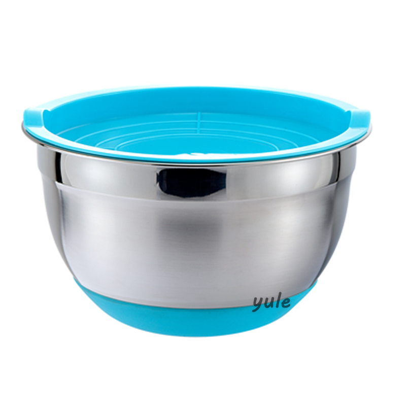 Stainless Steel Mixing Bowl with Colorful Silicone Base