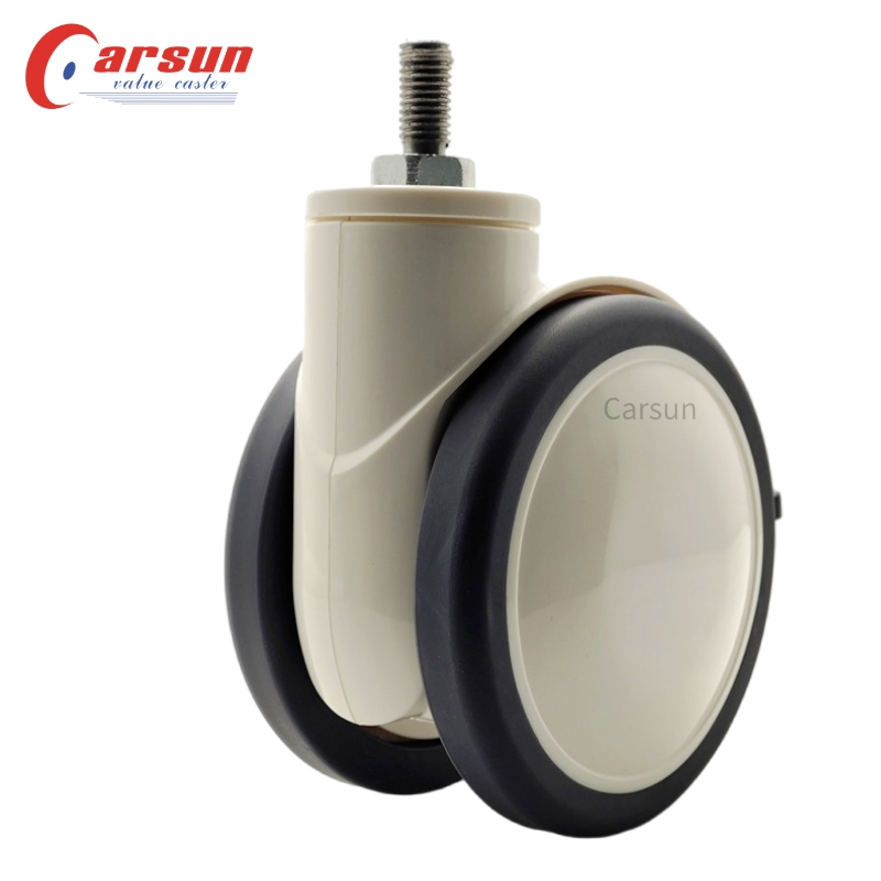 Medical Casters Manufacturer 5-Inch M12 Threaded Stem Double Brake Medical Casters Hospital Cart Bed Caster Wheels