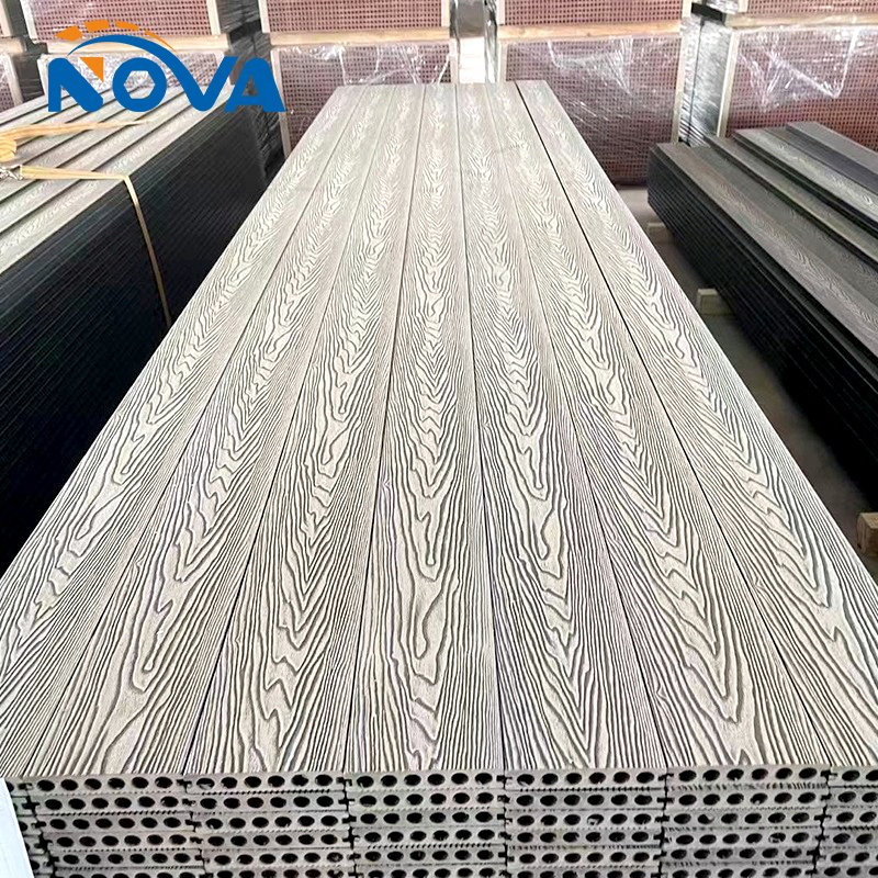 WPC Decking Anti-Fading Co-Extrusion Composite Decking Garden Courtyard Waterproof 3D Relief Outdoor Flooring