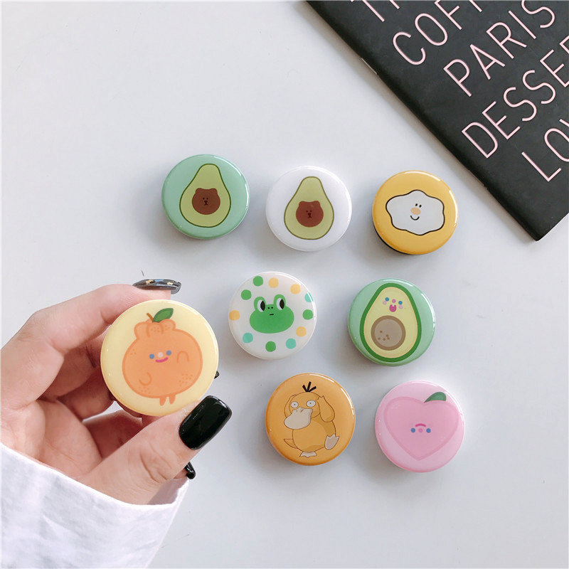 Solid Color Round Phone Holder Retractable Grip