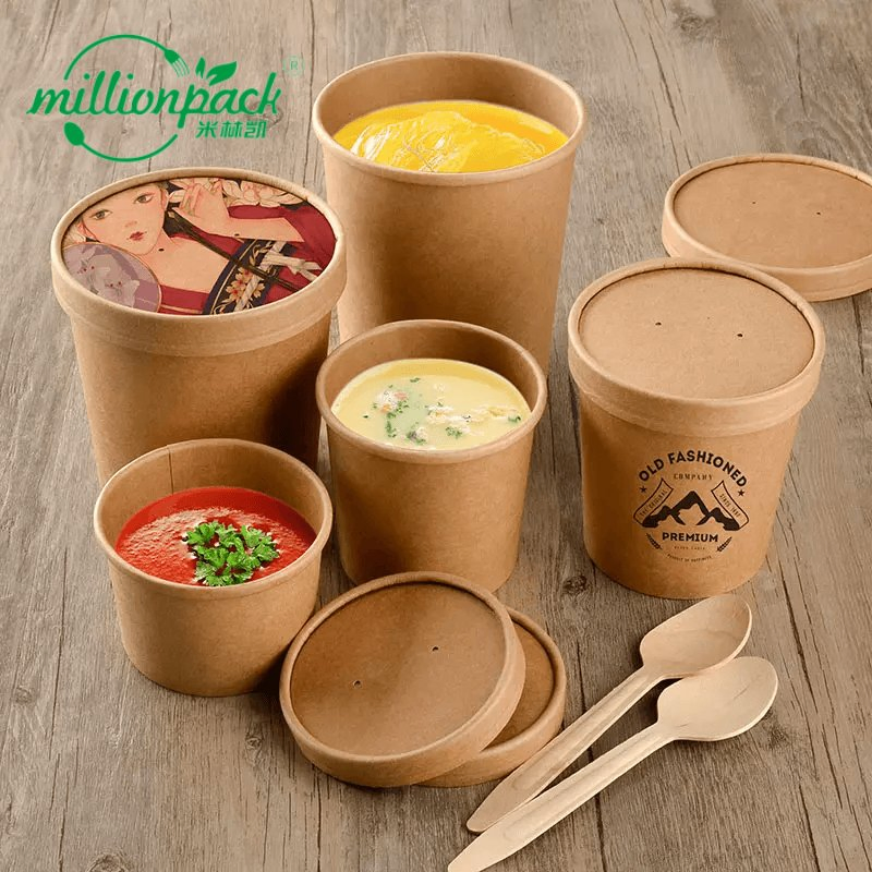Large Capacity Paper Soup Cup for Delivery and Catering Use