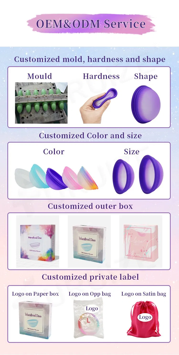 ISO CE FDA Soft Menstrual Disk Menstrual Disc Medical Grade Menstrual Disco for Women