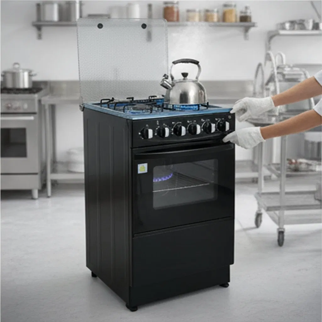 Stylish Black Free Standing Gas Oven with Rotisserie Feature