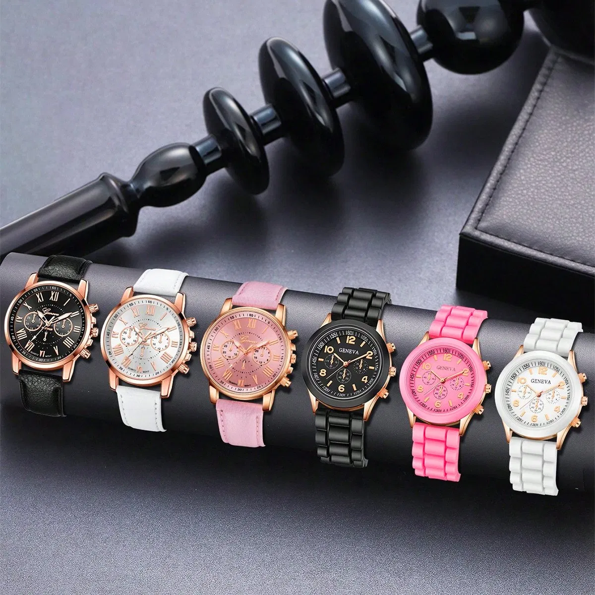 6PCS Women Gift Watch Set Exquisite PU Leather Simple