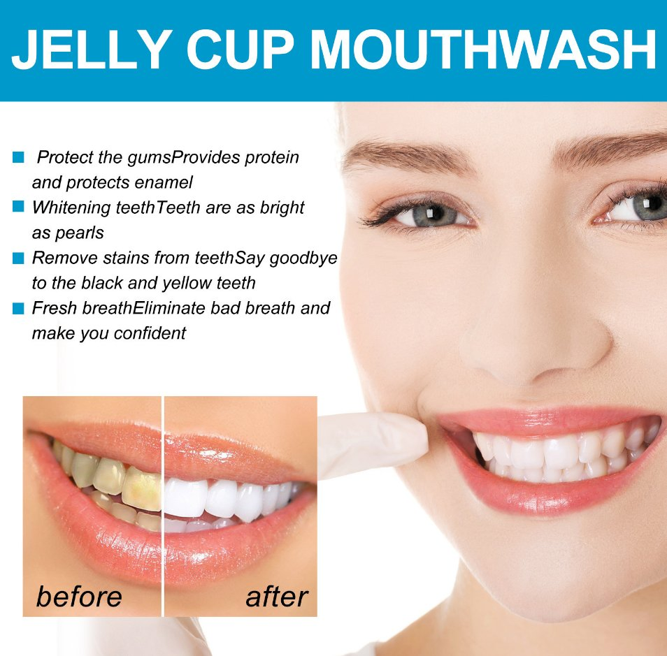 Online Wholesale and Retail Natural Alcohol Free Eco-Friendly Remove Teeth Stains Fresh Breath Teeth Whitening 5PCS Portable Jelly Cup Dental Mouthwash