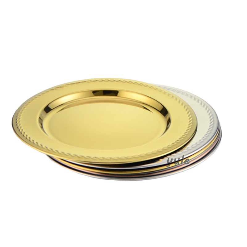 Stainless Steel Tray Charger Plate for Metal Plates Gold Wedding Plates
