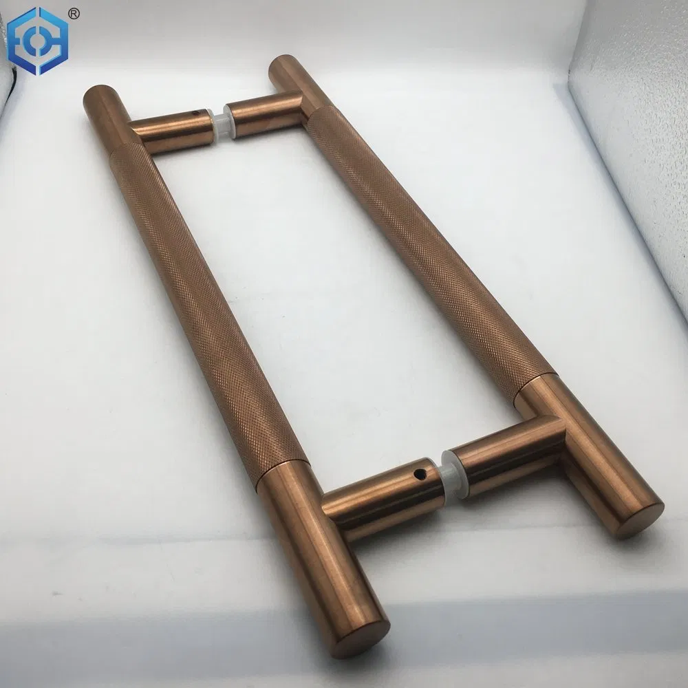 Rose Gold Stainless Steel H Type Knurled Glass Door Pull Handle