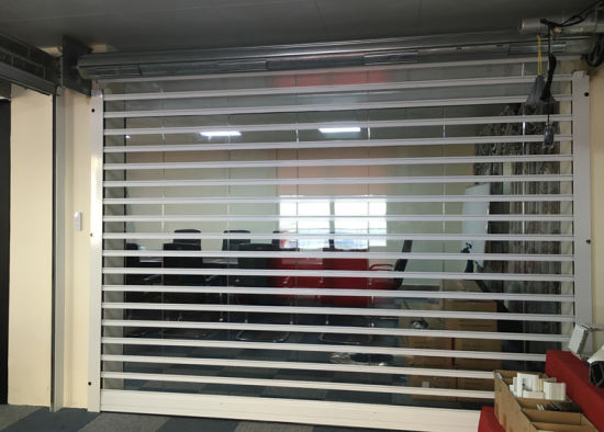Motorized Polycarbonate/PVC Rolling Door Commercial Transparent Roller Shutter