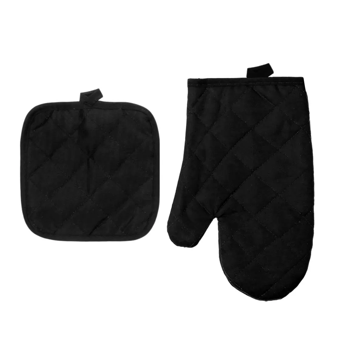 Heat Insulation Pad, High-Temperature Resistant Pure Black Pot Pad, Desktop Protection Pad Set, Heat Insulation Gloves