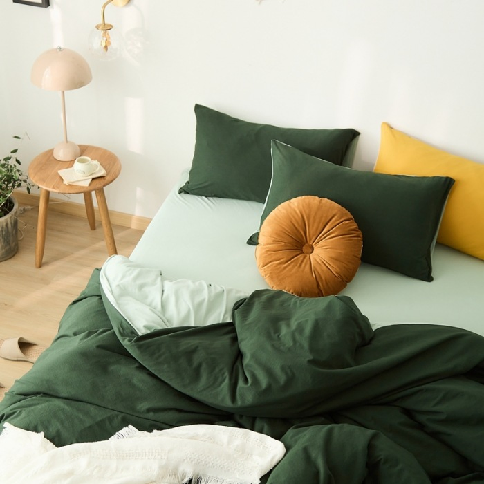 Soft Brushed Peach Skin Polyester Cotton Feeling 6 Pieces Comforter Duvet Cover Bedding