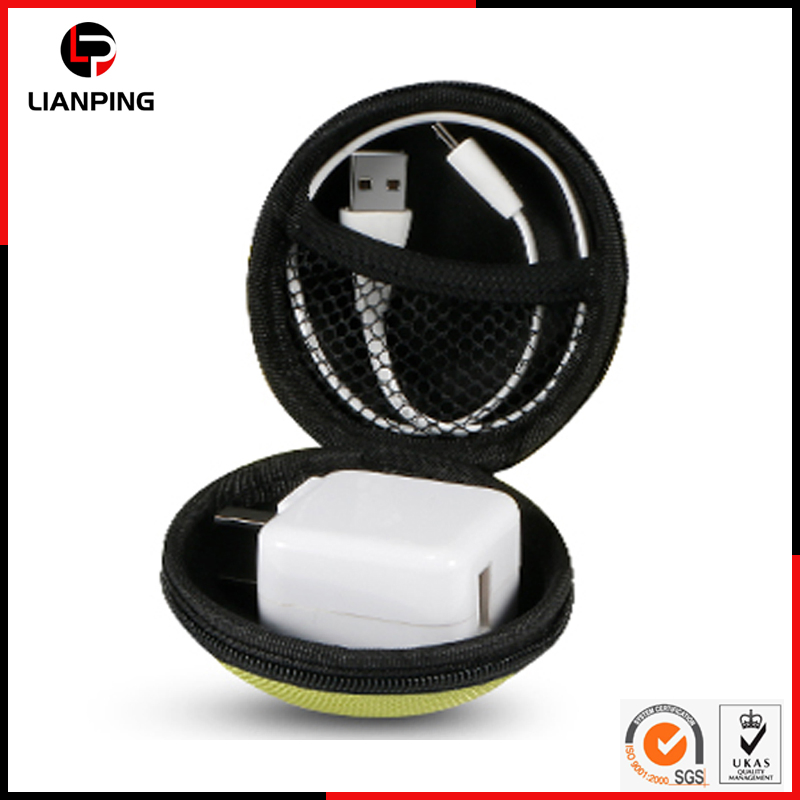 Круглый жесткий чехол EVA для наушников с сетчатым карманом