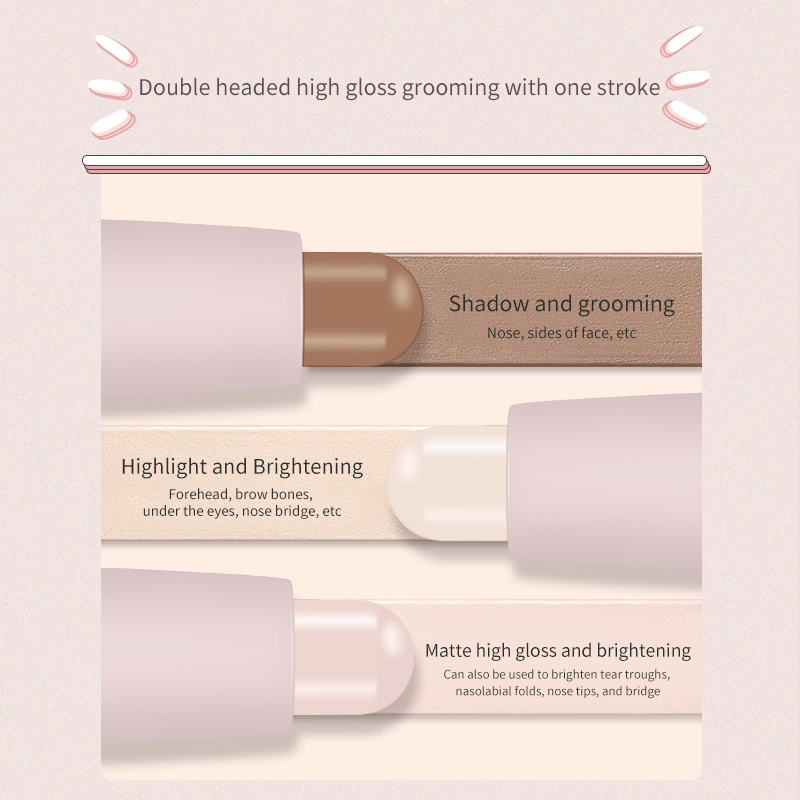 Ditong Double Head Smooth Concealer Stick Matte Highlight Tube Stick
