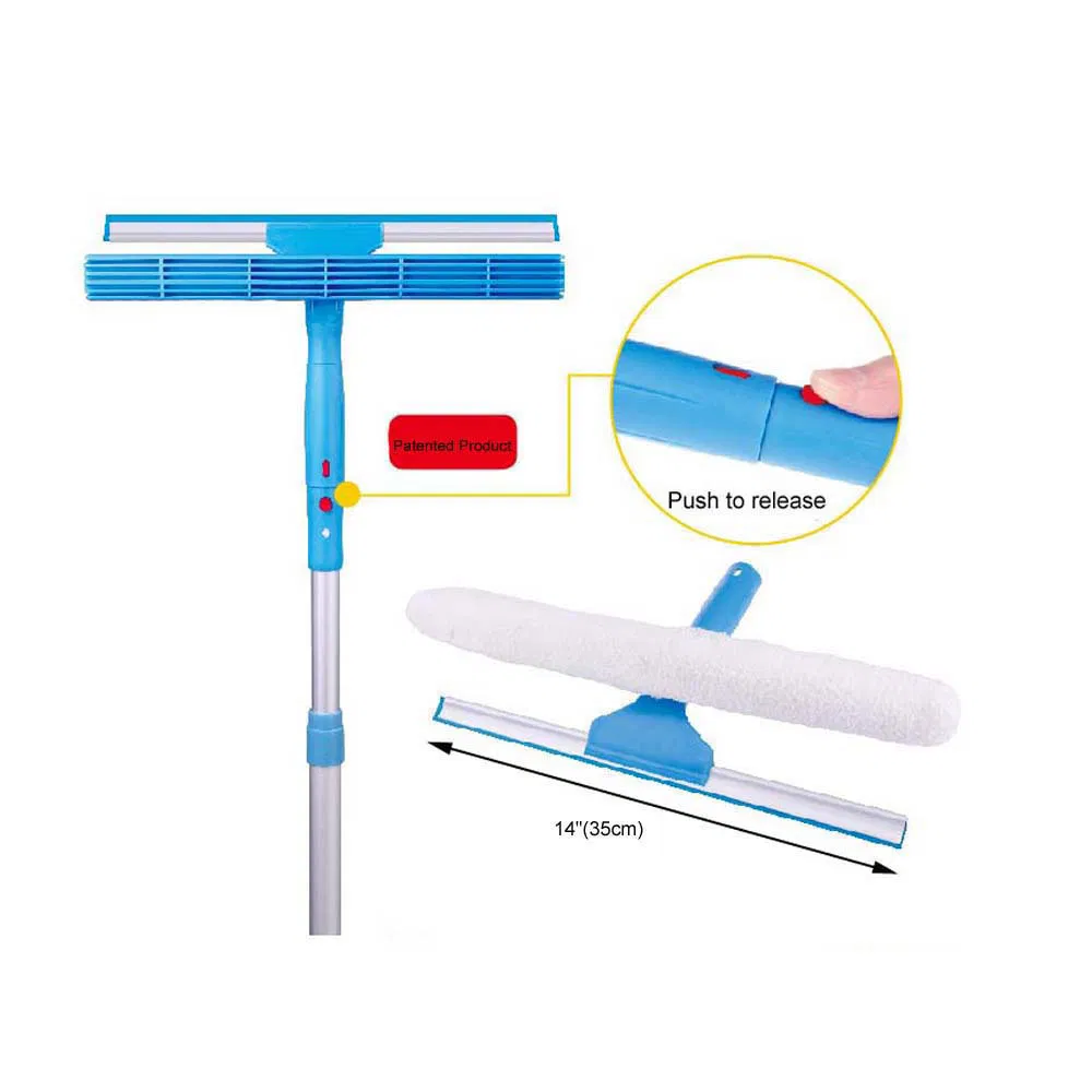 14 Inch Microfiber Combi-Squeegee Scrubber 2 in 1 Window Squeegee and Window Washer Set