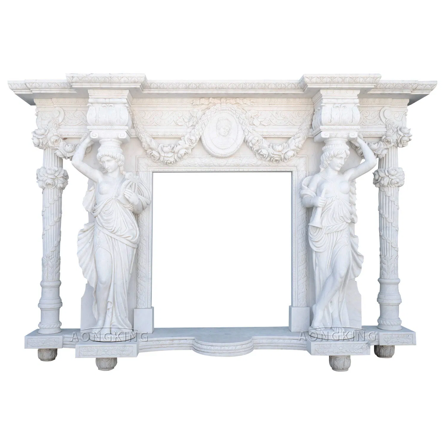 Villa Indoor Art Ornament Marble Gate Woman Pillar