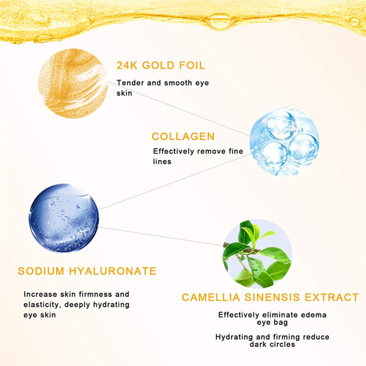 24K Gold Eye Masks for Dark Circles and Puffiness Under Eye Treatment