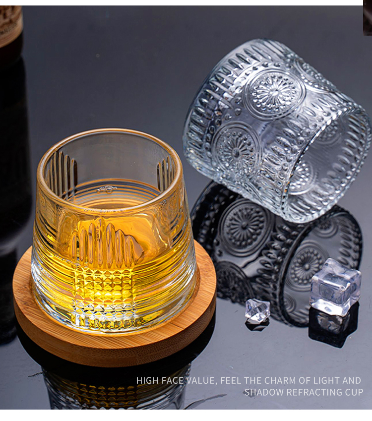 Creative Modern Fashion Glass Cup Embossed Whisky Glass Juice Cup