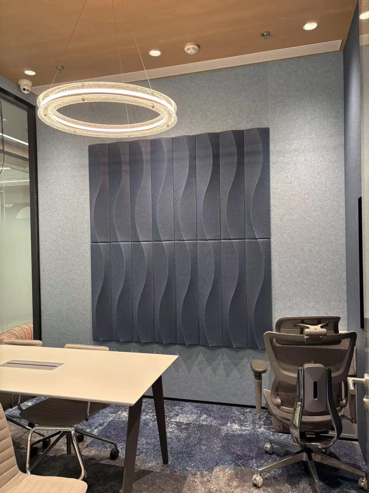 Quadrate Wave Pattern Acoustic Wall Panels for Sound Absorption and Decoration