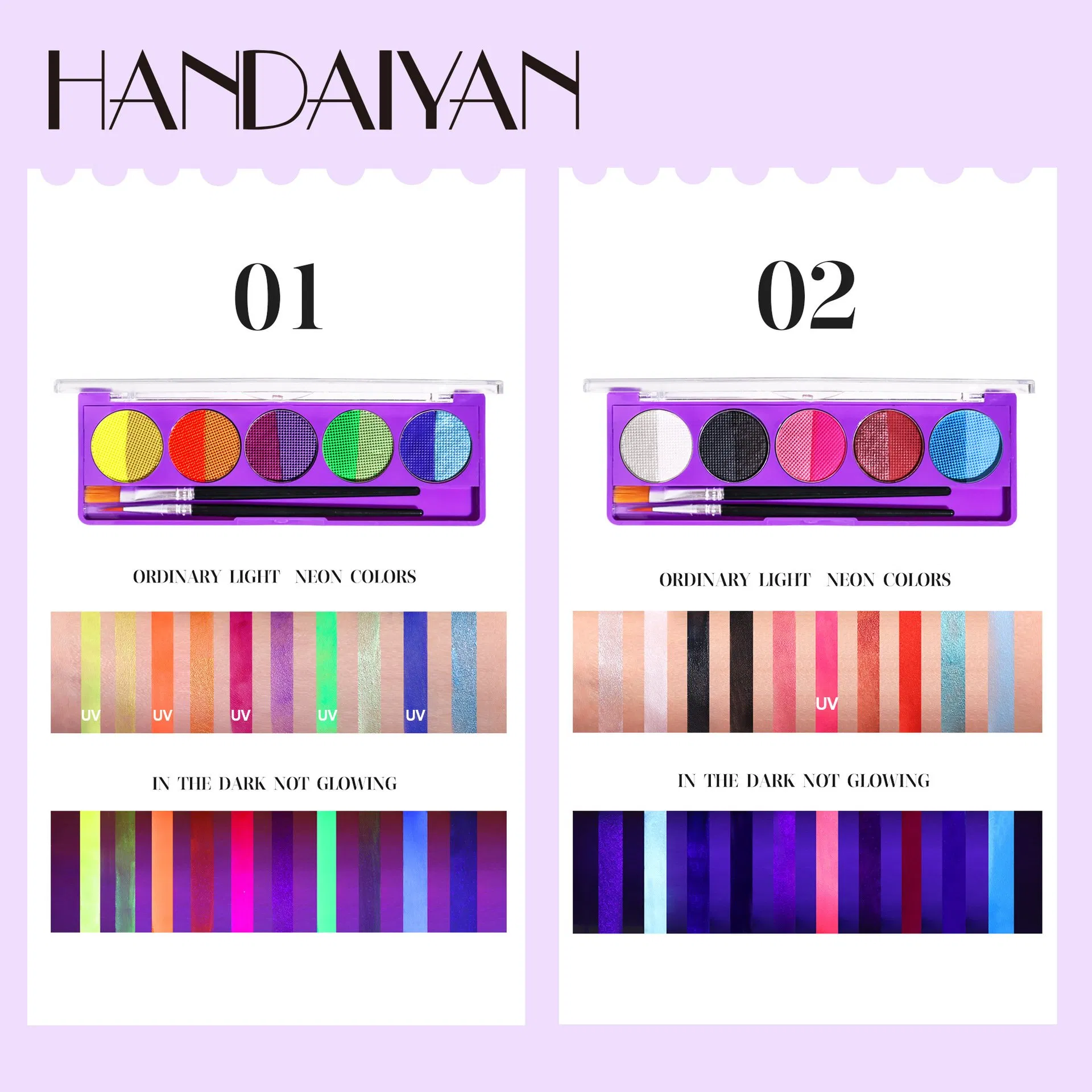 5 Color Body UV Fluorescent Color Painting Plate Suitable for Stage Makeup Performance