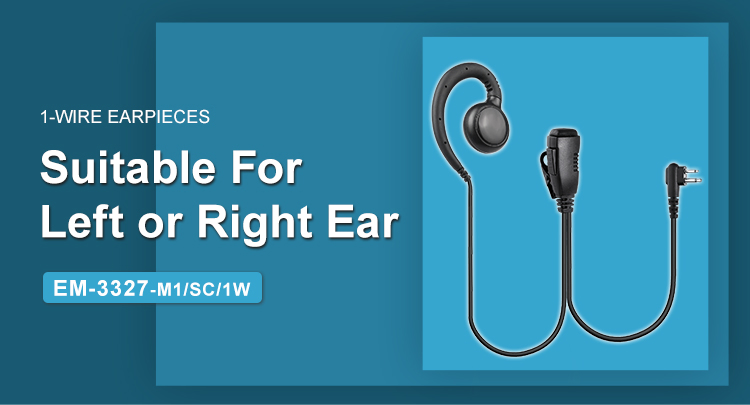 Radio Two Way Em-3327 Earpiece Replacement C Shape with in-Line Ptt Two Way Radio Earpiece