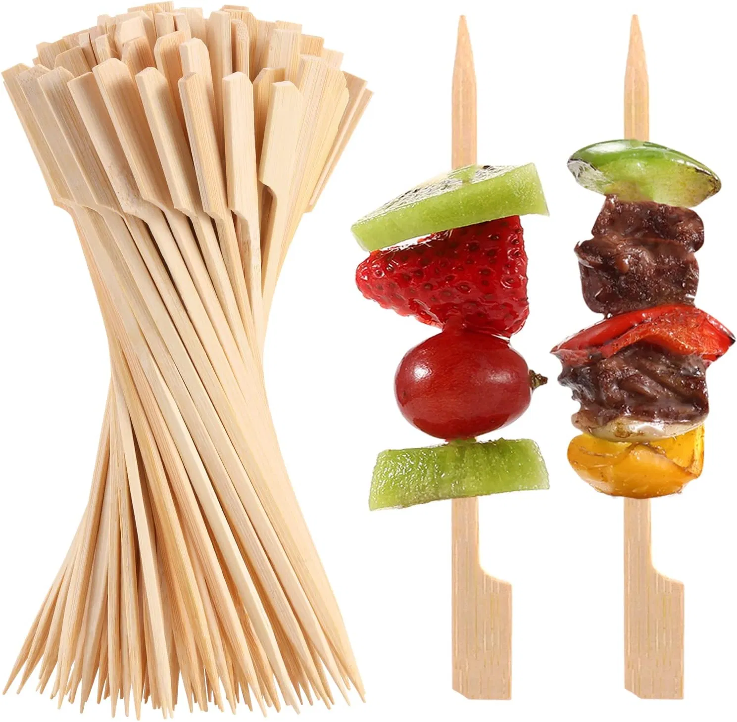 Customize Logo 9/12/15cm Bamboo Paddle Barbeque Grill Burger Skewer Pick Teppo Skewer