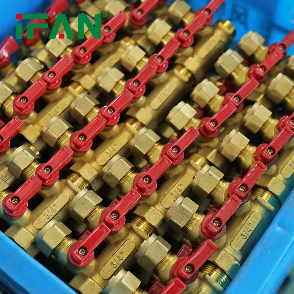 Ifan High Pressure Brass Water Manifold Manifold Brass 3/4" 2-6 Hole Flowing Water Long Service Life Brass Manifold