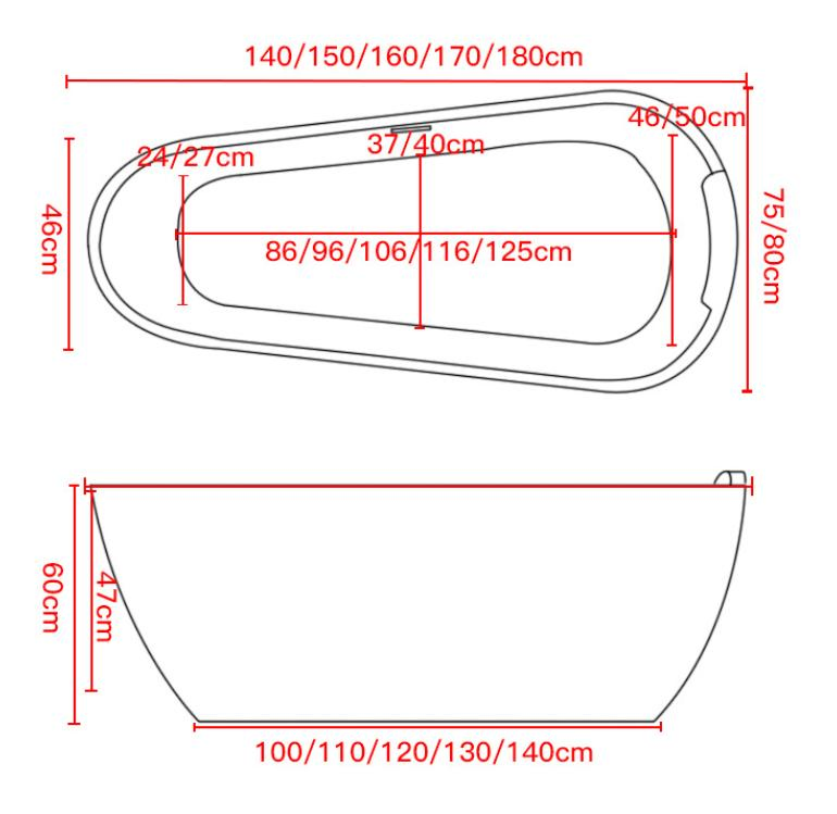 Acrylic Freestanding Bathtub Oval Shape White Color Soaking Bathroom Hot Bath Tub